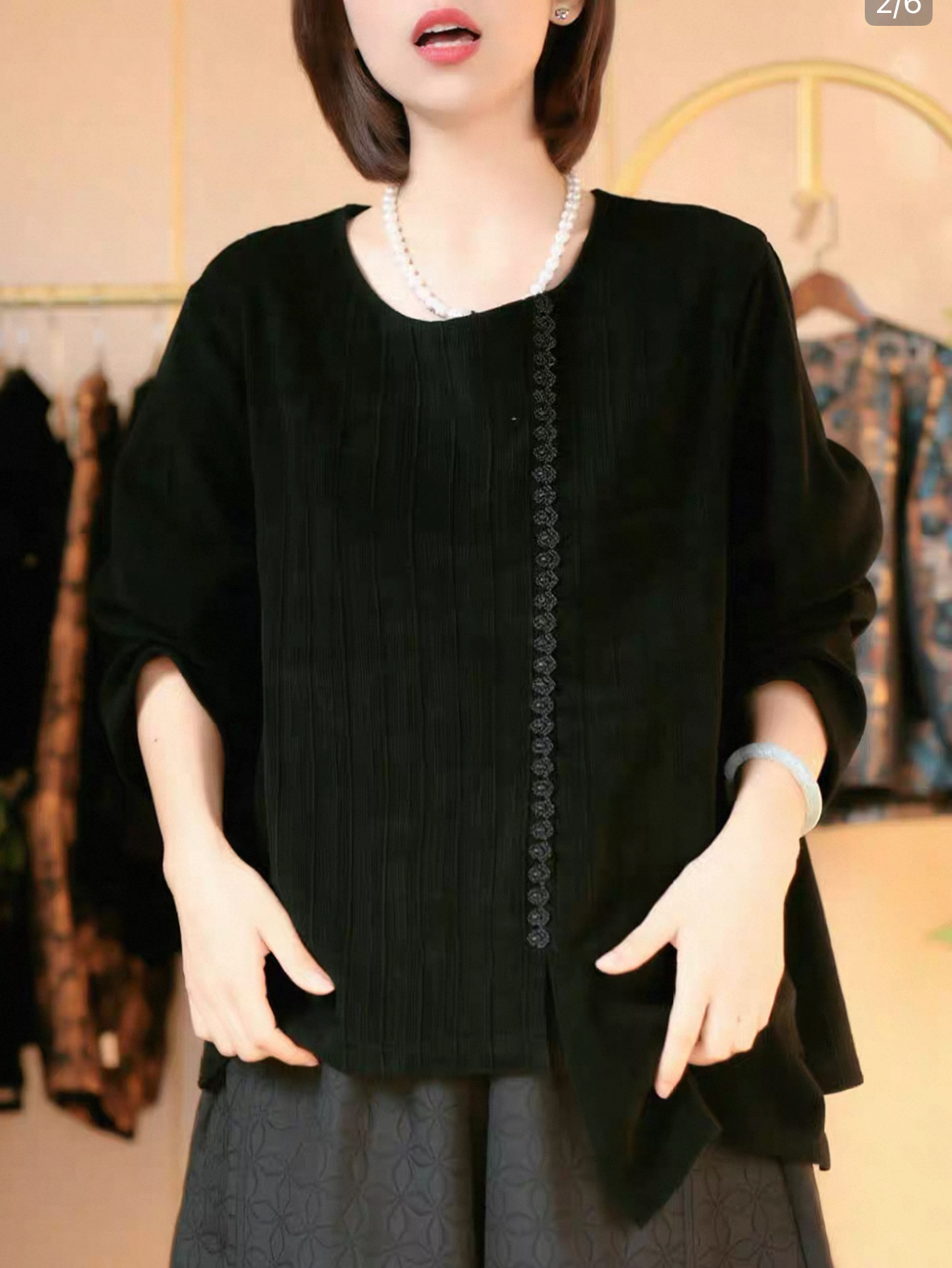 Black long-sleeved thin new Chinese-style top with temperament color buckle, women's fashion, simple and easy to match, new style