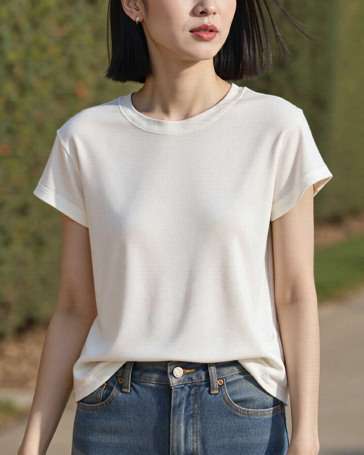 Women's Silk Jersey Crew Neck Tee