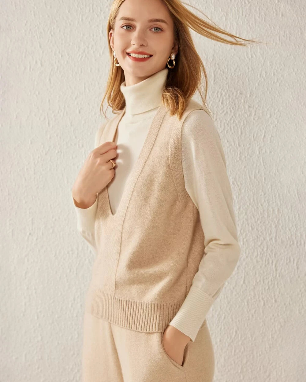 Deep V Neck Cashmere Vest