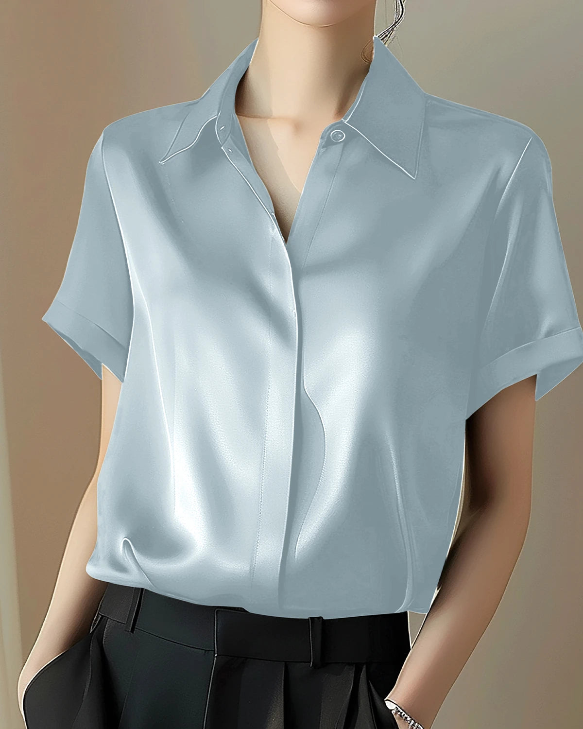 Classic Concealed Silk Shirt