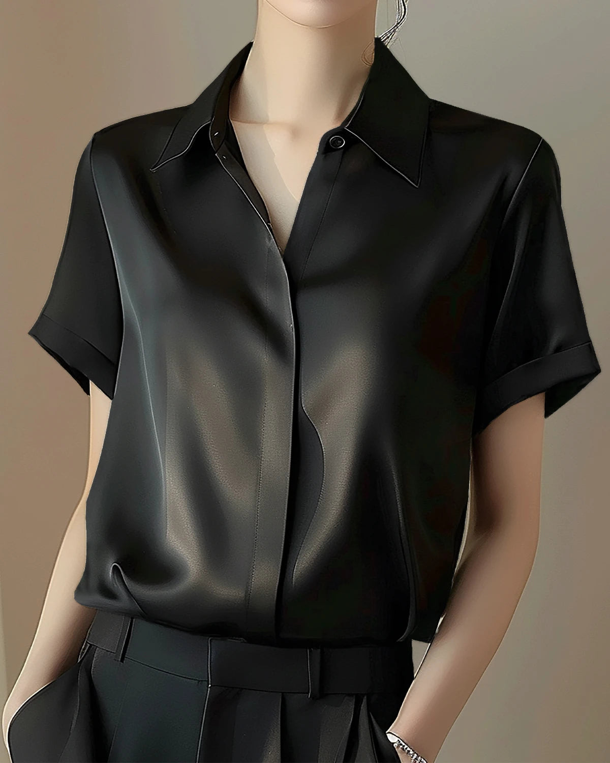 Classic Concealed Silk Shirt