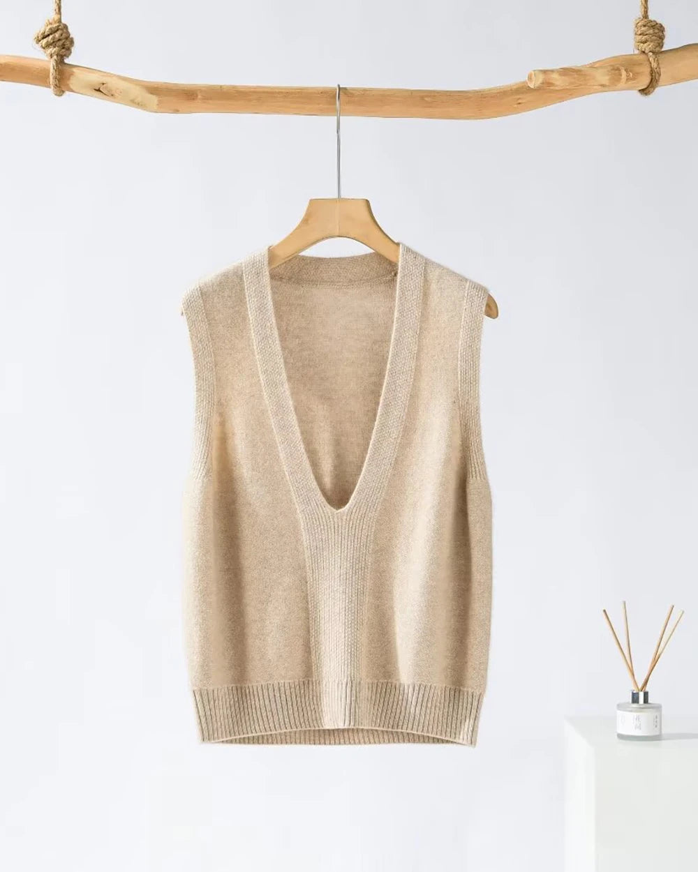 Deep V Neck Cashmere Vest