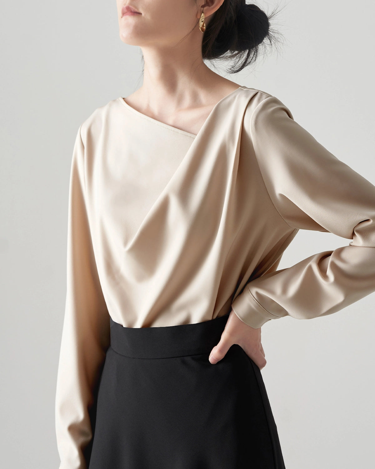 Women's Asymmetrical Neck Silk Blouse