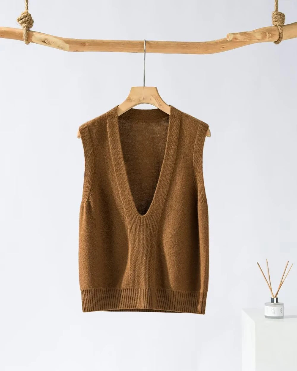 Deep V Neck Cashmere Vest