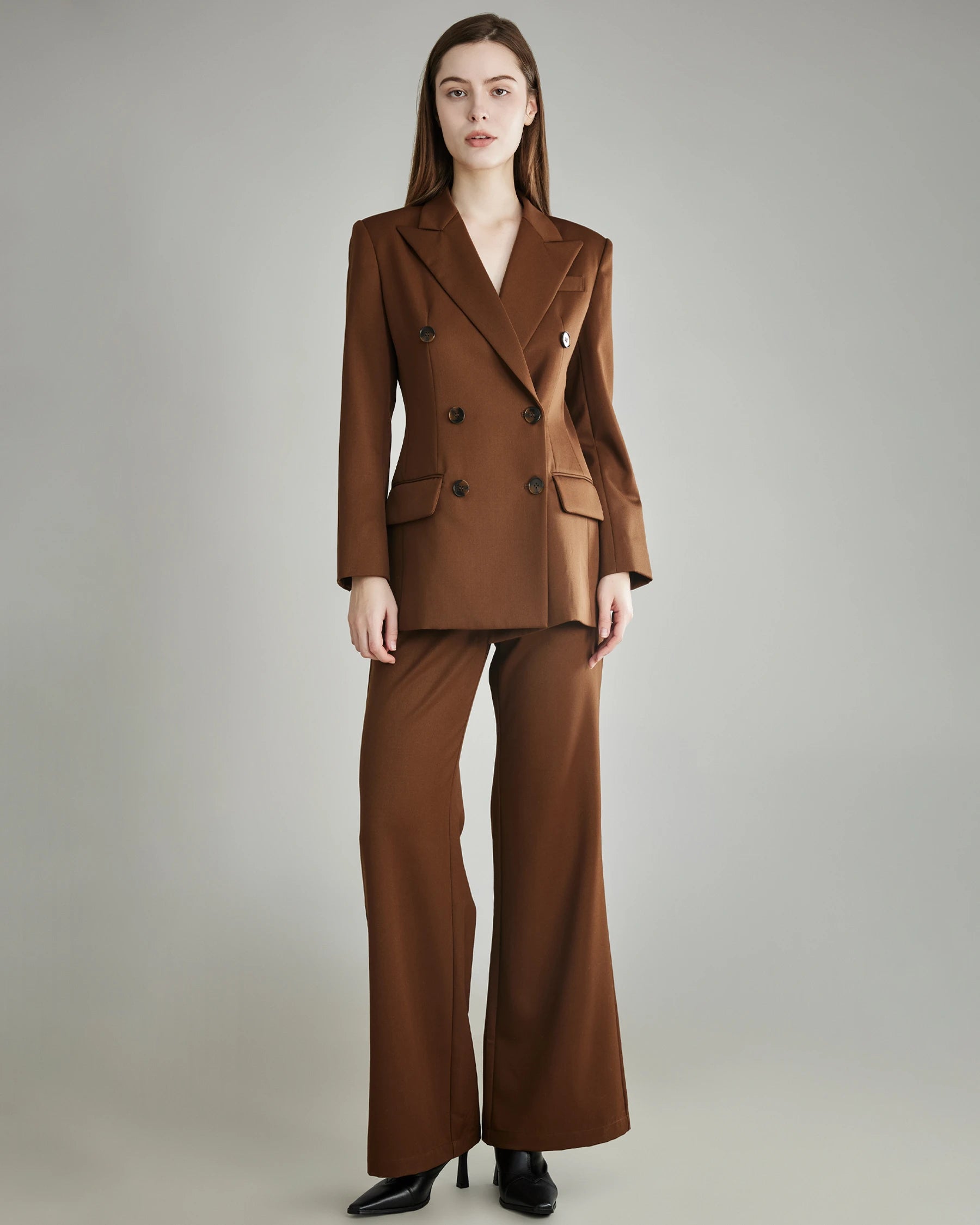 Wool Flared Suit Trousers for Women