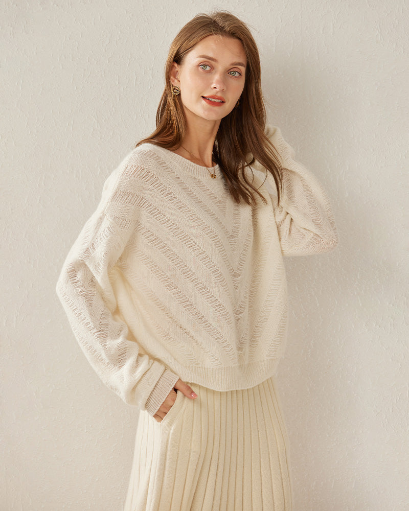 Loose Cashmere Chevron Sweater
