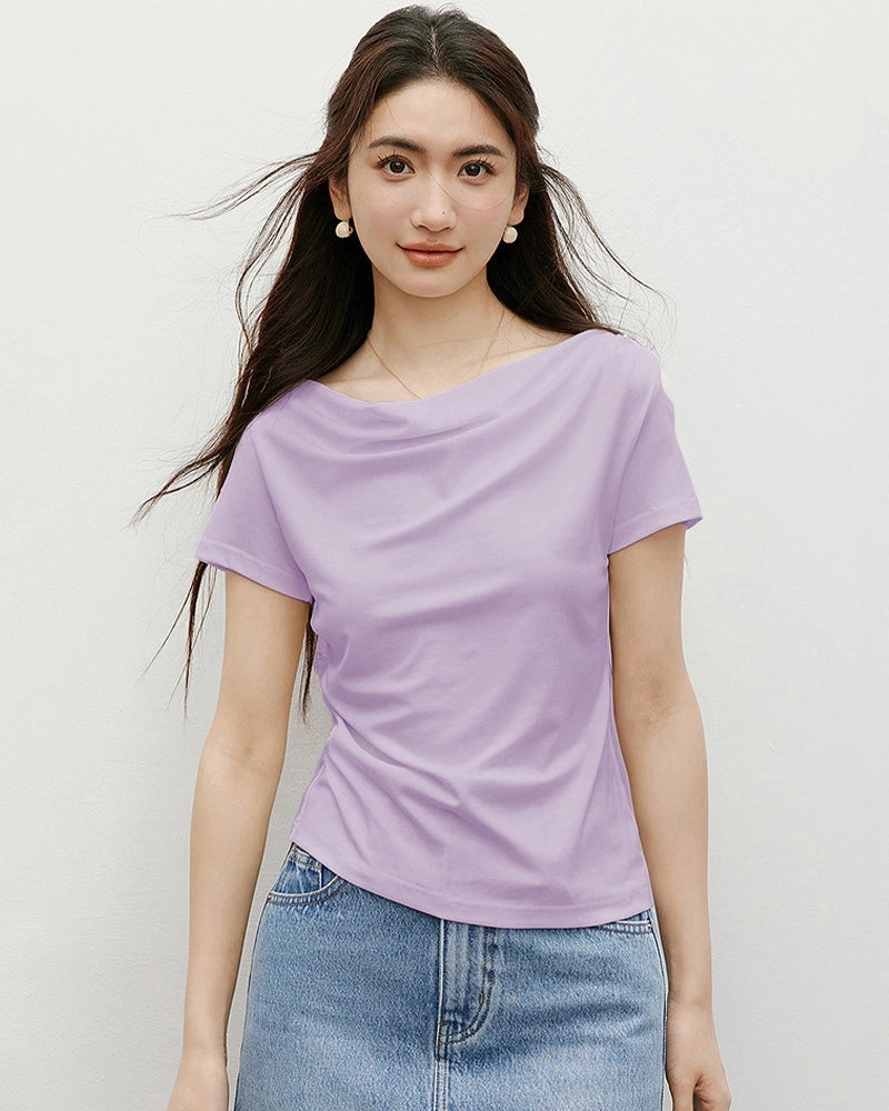 Women's Silk Draped Neck Tee