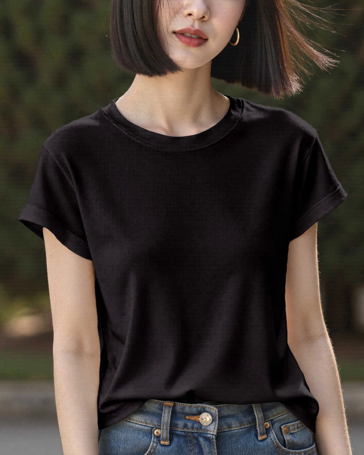 Women's Silk Jersey Crew Neck Tee