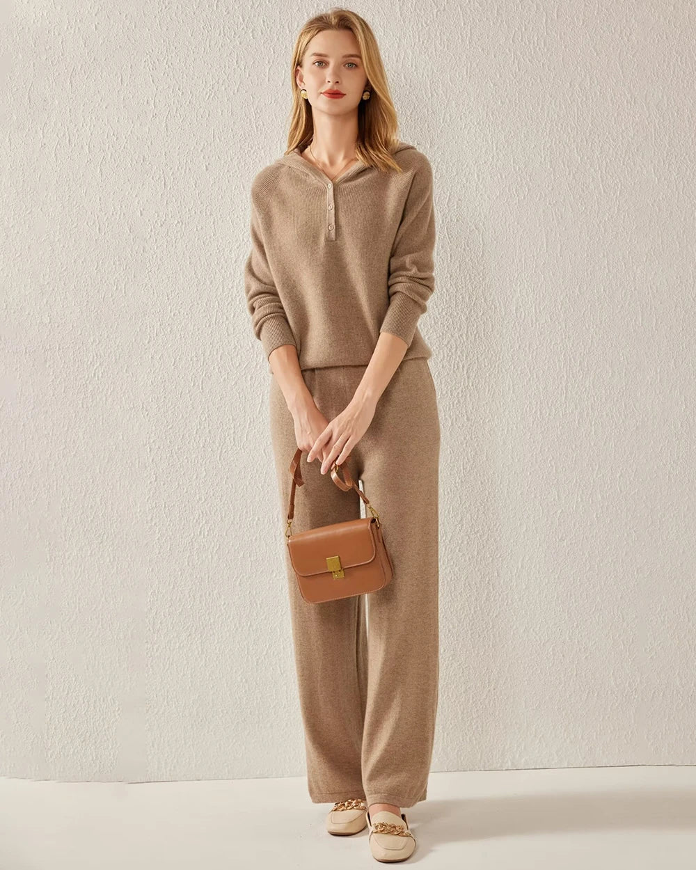 V-Neck Hooded Cashmere Sweater