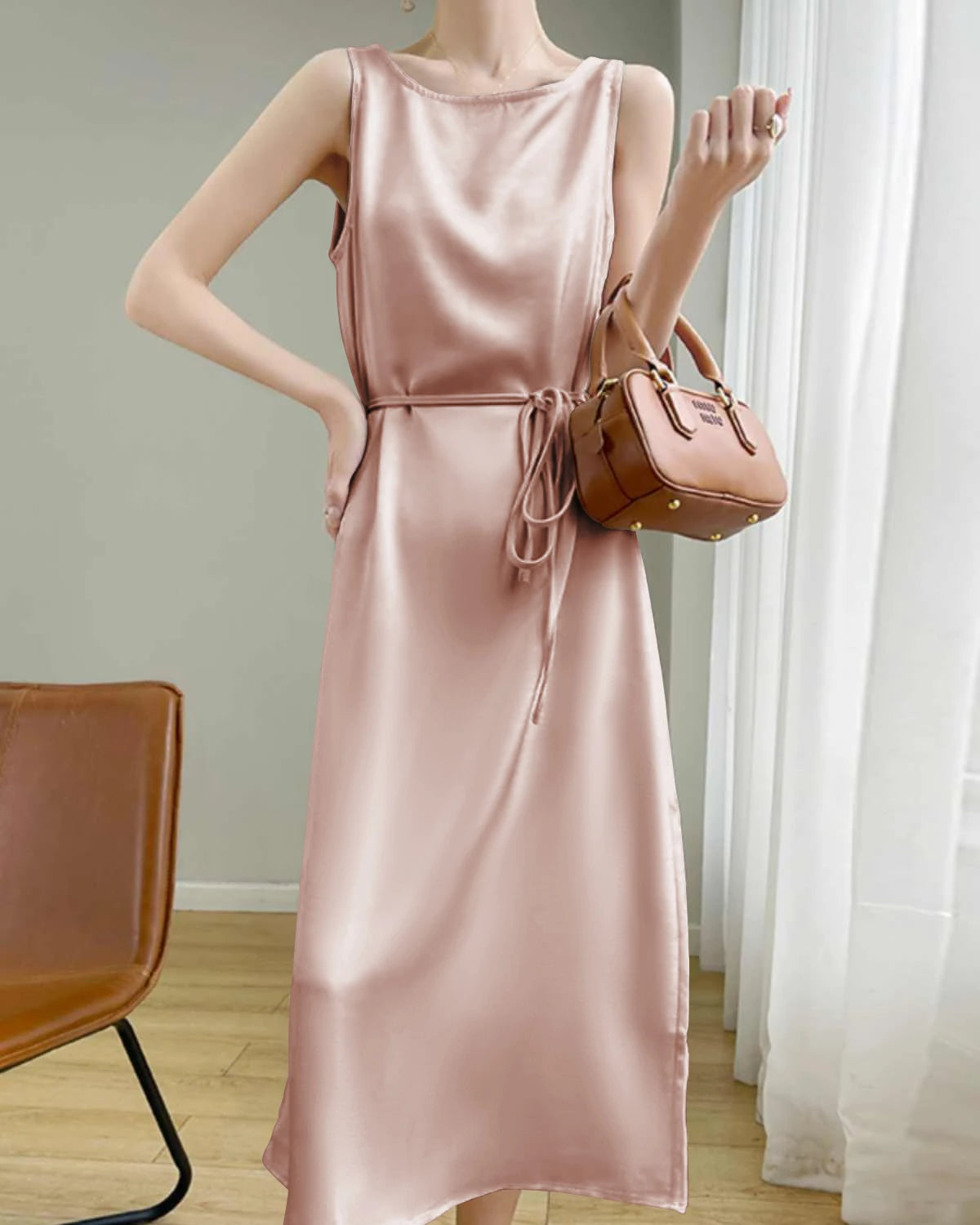 Sleeveless Silk Sheath Dress