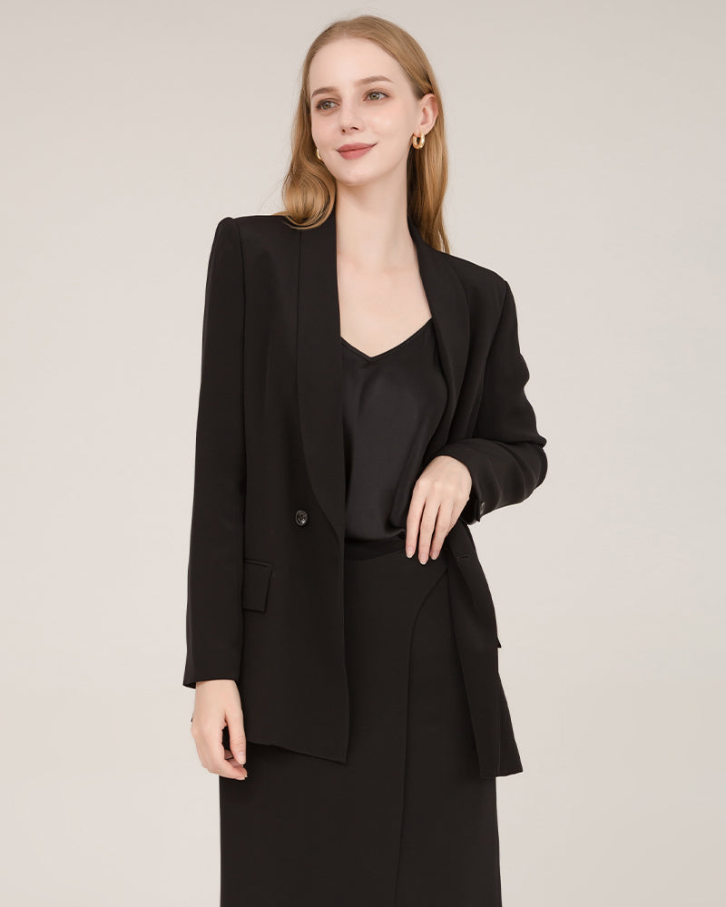 40 Momme Silk Shawl Collar Blazer
