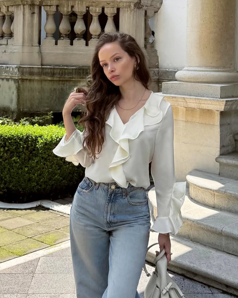 Women's Silk Ruffle Blouse