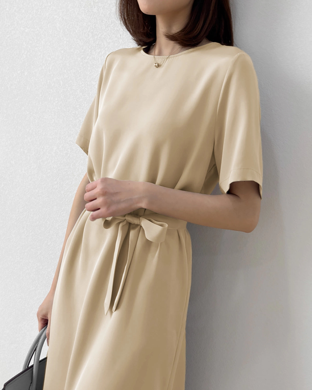 Loose Fit Belted Silk Dress 32 Momme