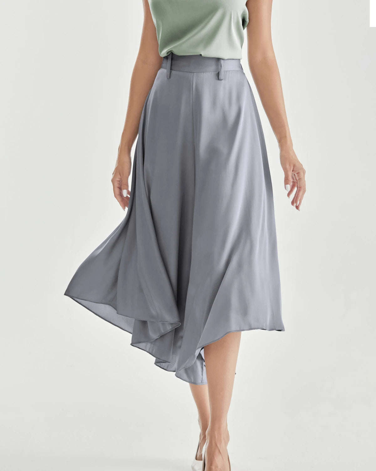 High Waist Silk Women Pants Wide Leg Pants