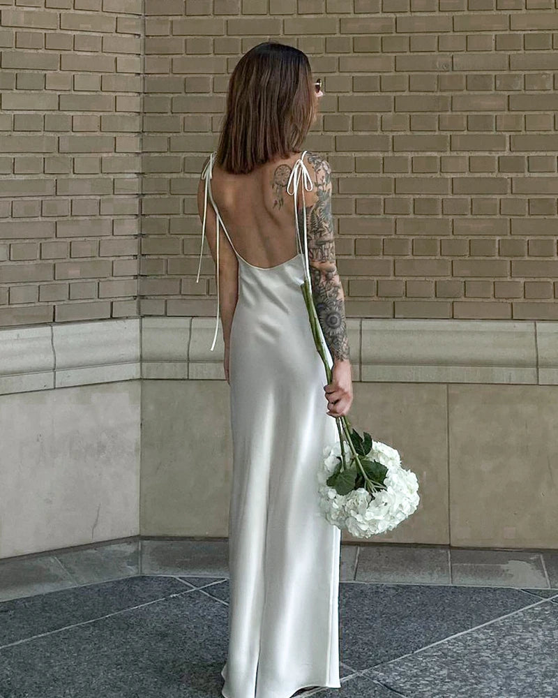 Backless Cami Maxi Silk Dress