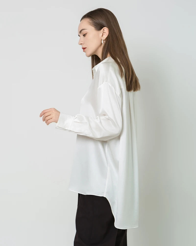 Relax Drop Shoulder Oversize Silk Shirt