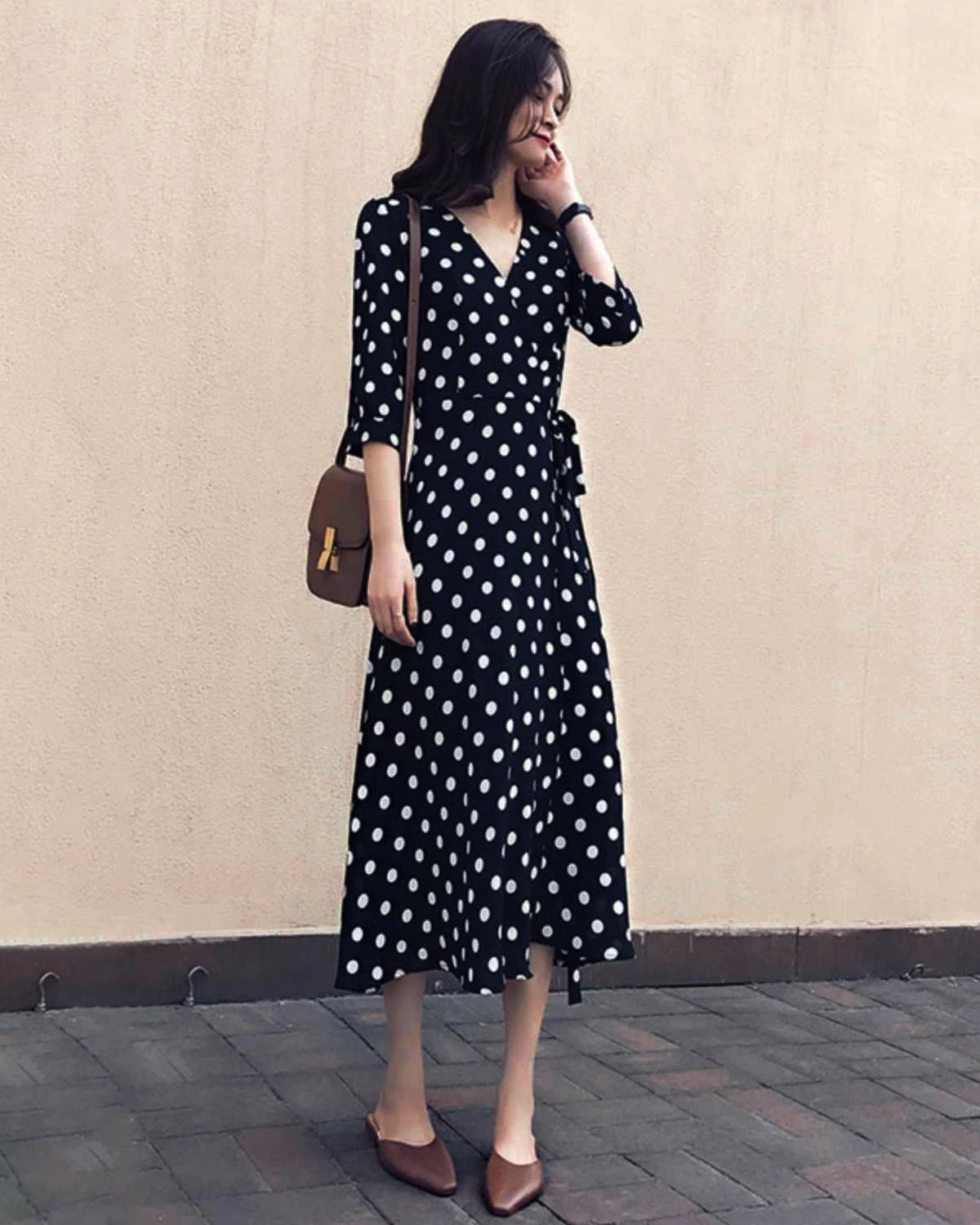 Polka Dot Silk Wrap Dress
