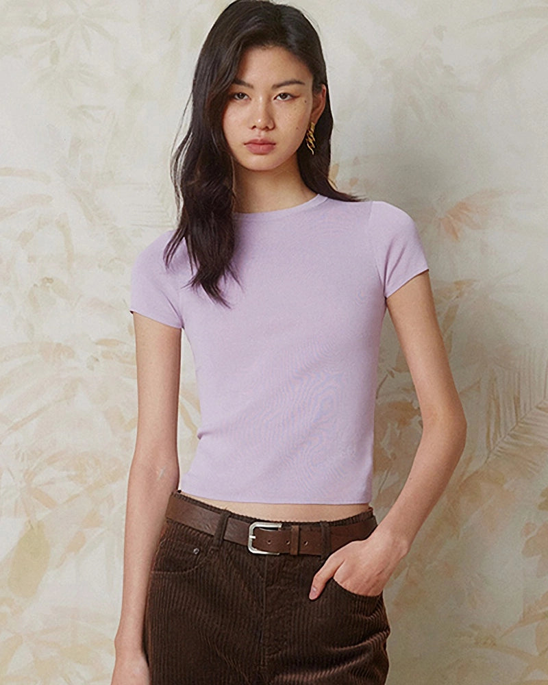 Women's Fitted Silk Jersey Crew Neck